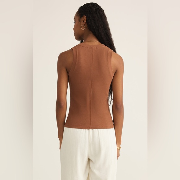 Z Supply Cocoa Ribbed Tank Top - Picture 2 of 10